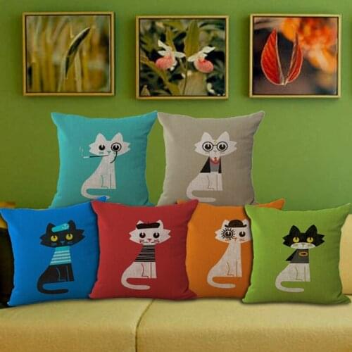 Hot Sell 1 piece Creative Cartoon Cat Pattern Seat hug pillow Cover Decorative Home Chair Throw Pillows Case 45*45cm A1022