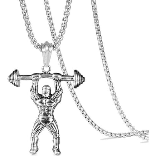 2019 Sale Real Boys Kolye Moana Collares And The Wind Is Strong Handsome Sir Muscle Male Barbell Pendant Steel Necklace