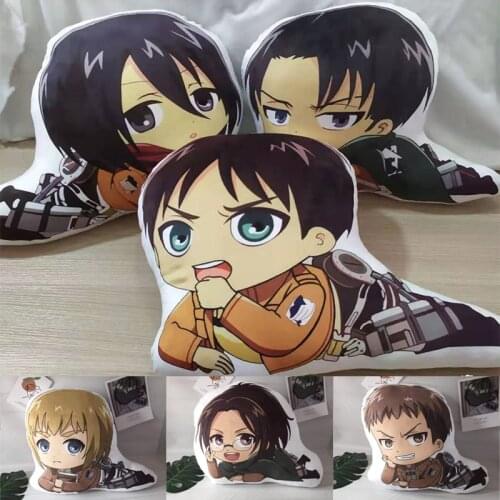 Anime Attack on Titan Plush Pillow Toy Levi Ackerman Mikasa Eren Stuffed Cushion Doll Gift 42cm