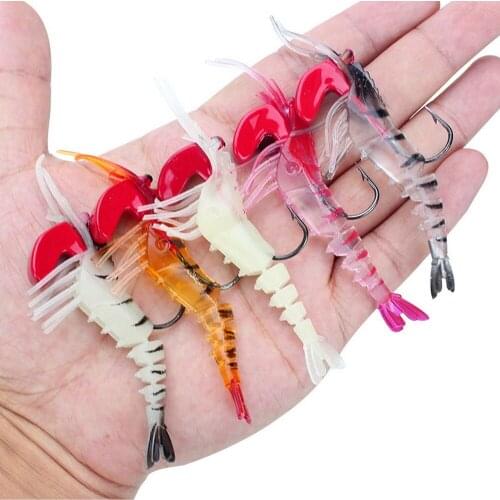 Multi-Section Shrimp Lure Fishing Softbait 90cm 13g Luminous Artificial Bionics Silicone Bait Sinking Sea Hook Tackle YE00175