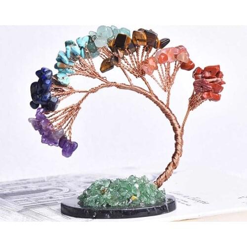 Natural Crystal Tree Amethyst Rose Quartz Olivine Lucky Tree Decor Agate Slices Gravle Stone Mineral Ornaments Home decor Gifts
