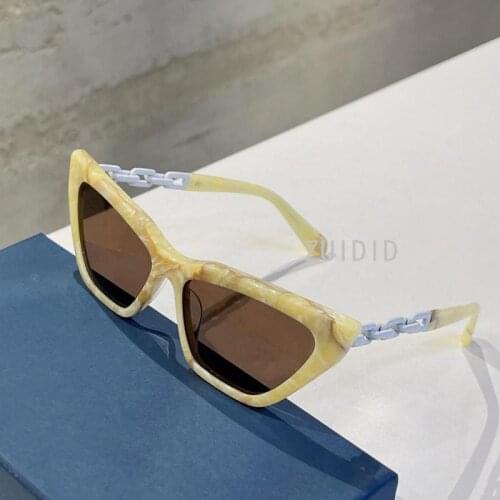 Cat Eye Small Square Chain Decorative Frame Clear Red Steampunk Sunglasses Transparent Lens Women Men Shapes Unisex 2021 Summer