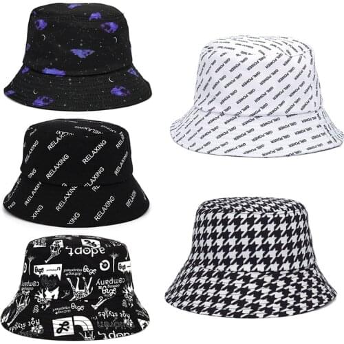 2021 Fashion Panama Bucket Hat Men Women Summer Bucket Cap Print Hat Bob Hat Hip Hop Gorros Fishing Letter Fisherman Hat