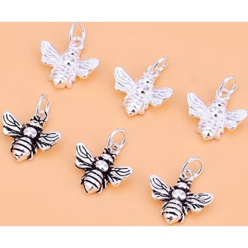 S925 sterling silver jewelry diy accessories, the new vintage bee pendant, hand-woven necklace bracelet pendant