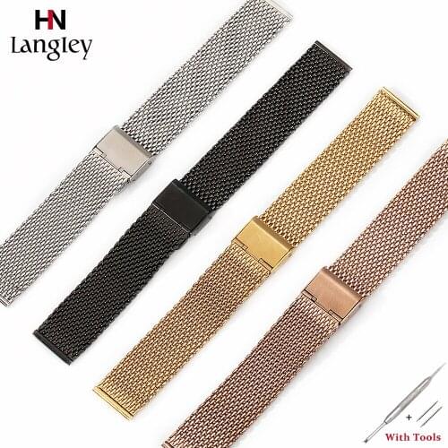 New Fashion Rose Golden Watchband Stainless Steel Milanese Mesh Straps High Quality Wristwatch Bands 18-24mm Dropshipping