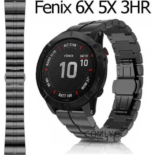 Luxury Strap For Garmin Fenix 6X 6X Pro solar 5X Plus Enduro Band Butterfly Buckle Bracelet stainless steel metal fenix 3 Strap