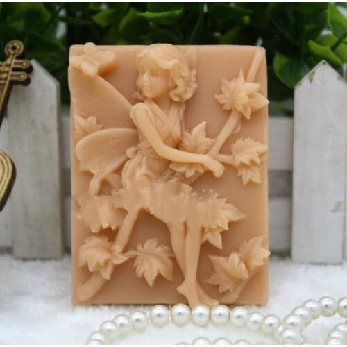 Silicone Soap Mold Handmade Food Mold Flower Fairies with Butterflies Sitting on a Maple DIY Soaps Mould Aroma Stone Moulds PRZY