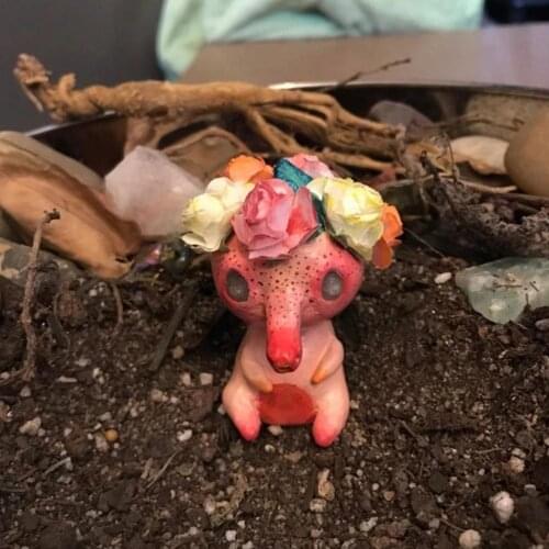 Resin Statue Flower Anteater Ornament Floral Animal Sculpture For Yard Garden Home Jardin Handicraft Potted Plants Decoration