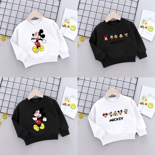 Disney Cartoon Printed Sweater Childrens Clothing Cotton Boys Girls Long Sleeve T-shirt Toddler Kids Sweatshirts For 2-8 Years