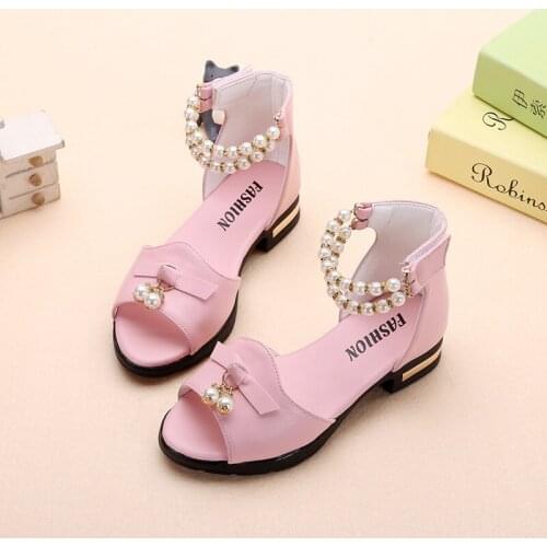 Red Pink White Baby Girl Shoes Kids Pearl Leather Shoes Girl Princess Shoes dancing Party Un with heeled Kids Shoes 3 4-15Years
