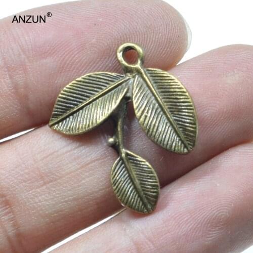 10pcs 27x24mm Antique Bronze Branch with Leaf DIY Jewelry Pendant Metal Charms Leaf Pendant JP-54