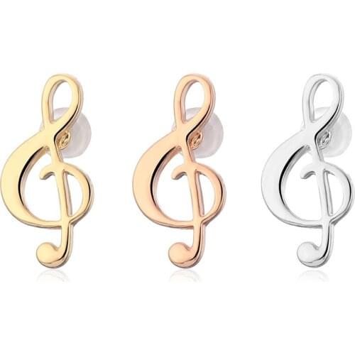 New Fashion Tiny Music Note Stud Earrings Women Gold Silver Color Elegant Steel Needle Earrings Musical Girl Jewelry Gift