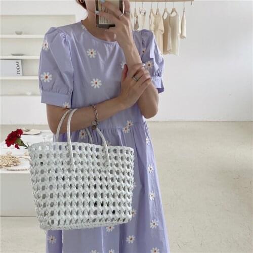Vinatge Floral Embroidery Elegant Women Dress 2021New Summer Korean Style Puff Sleeve Party Long Dresses Vestidos