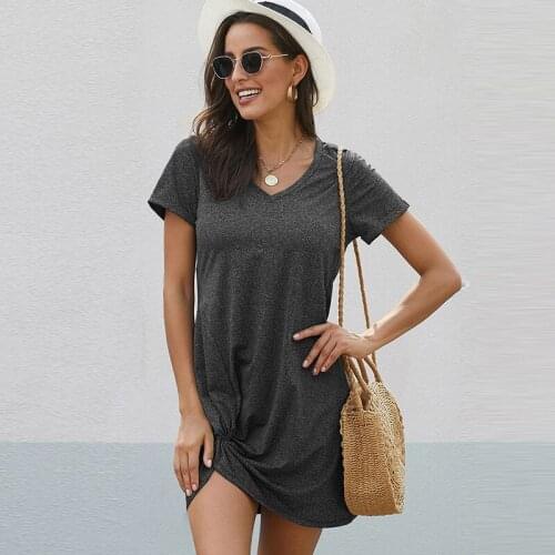 ZhuJun l y Solid Summer Dresses