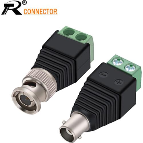 1pair Male&Female Mini Coax BNC Connector UTP Video Balun Connector BNC Plug DC Adapter For CCTV Surveillance Camera CCTV system