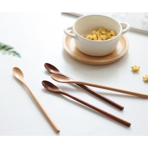 10pcs/lot 20x2cm elegant wooden spoons wood stirring spoon coffee spoon tableware wholesale long handle tea spoons
