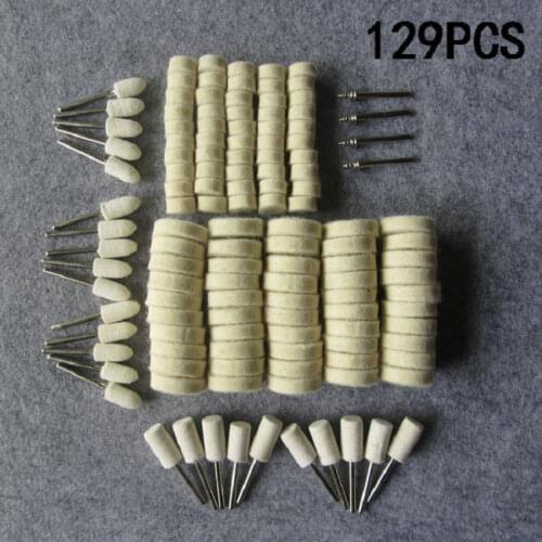 129PCS Felt Polishing Pad Wheel Wool Plastic DREMEL Rotating Tool Kit for Various Mould Glass Equipment and Metal High Quality