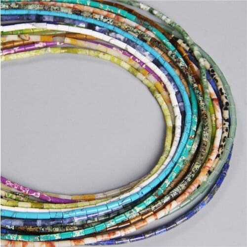 2x4mm Beads Small Size Natural Stone Loose Cylindrical Spacer Seed Tube Beads For DIY Jewelry Making Spacer Beads Whosale 15.5"