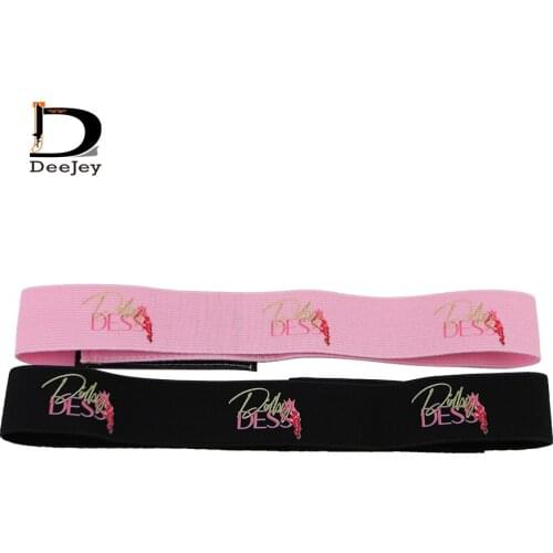 30x560mm all over logo elastic head straps for wigs tie with hook and loop end custom printed wraps made to melt wig tie belt