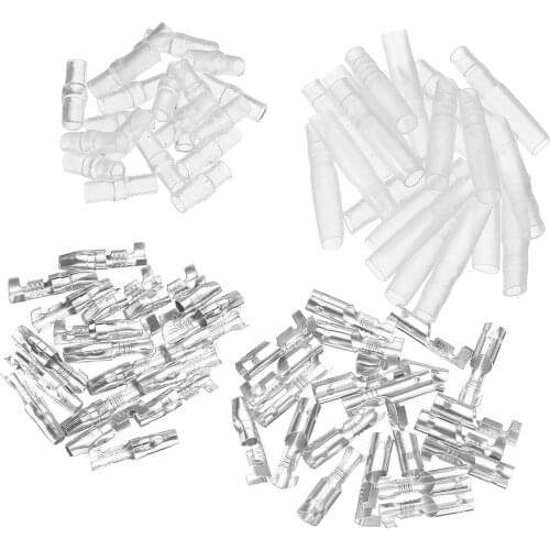 4.0 Bullet Terminal Car Electrical Wire Connector, Diameter 4mm Pin 200x Female + Male + Insulating Sleeves Silver