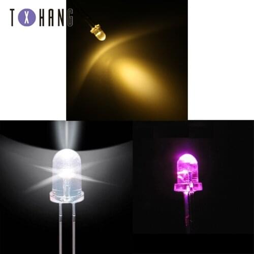 50/100/1000PCS 5mm Round Warm White/White/Pink long Clear F5 LED Diodes Light Bulb colourful diy electronics