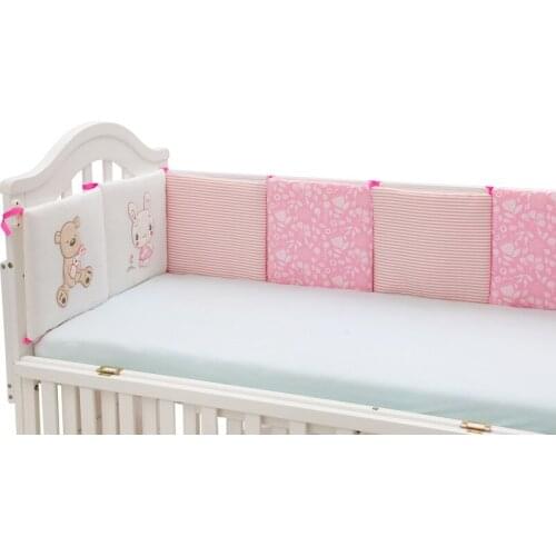 6pcs 30*30cm Pink Velvet Baby Bed Bumper Crib Cot Pillow Cot Bumpers Bedding for Infant Baby Decoration Room