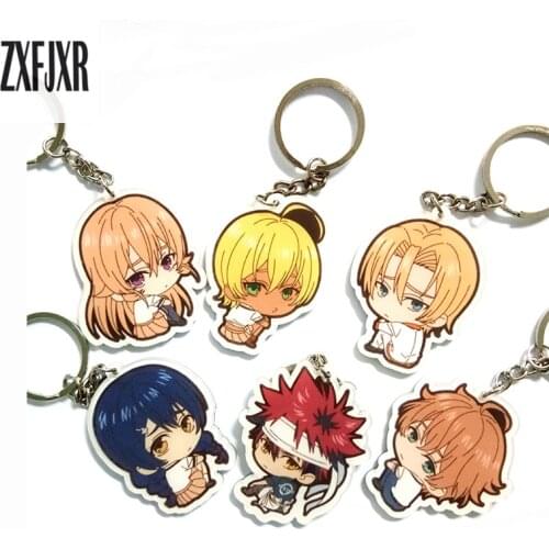 6pcs/set Anime Keychain Shokugeki no Soma Erina Keyings Nakiri Takumi Aldini souma/Erina Keychain Pendants Portachiavi