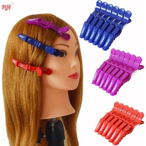 6pcs/lot Plastic Hair Clip Hairdressing Clamps Hairpin Claw Section Alligator Clips Barber For Salon Styling Hair Accessories