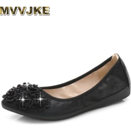 MVVJKE Ladies soft sole shoes loafers pointed toe flowers ballet flats comfortable driving dancing footwear microfiber gold