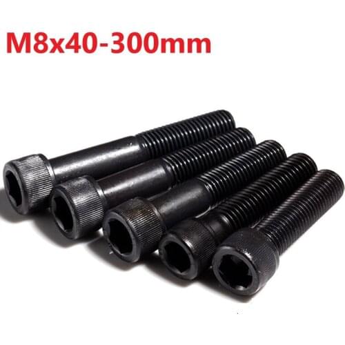 M8 Half Toot Bolts 12.9 Grade Alloy Steel Black Hexgon Socket Screw 8mm x 40 250 290 300mm Balck Hexagon Extend Bolts