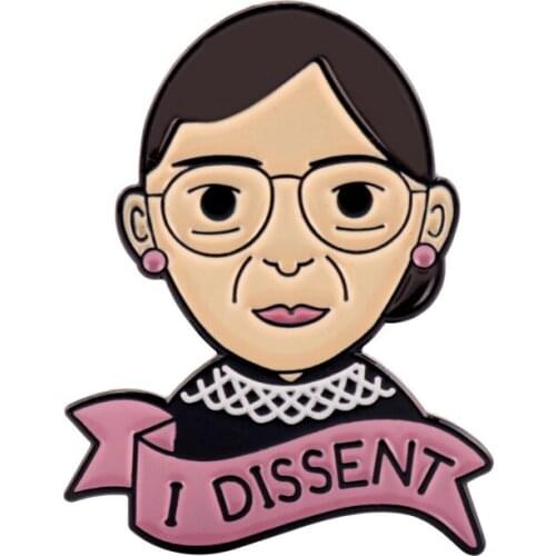 I Dissent Ruth Bader Ginsburg Figure Brooch Cute Enamel Brooches Pin Jewelry Feminist Symbol Lapel Women Rights Supporter Gifts