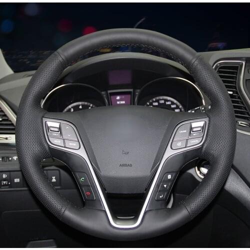 DIY Car steering wheel cover Artificial Leather for HYUNDAI Santa Fe 2013 Grand ix45 Accessories interior