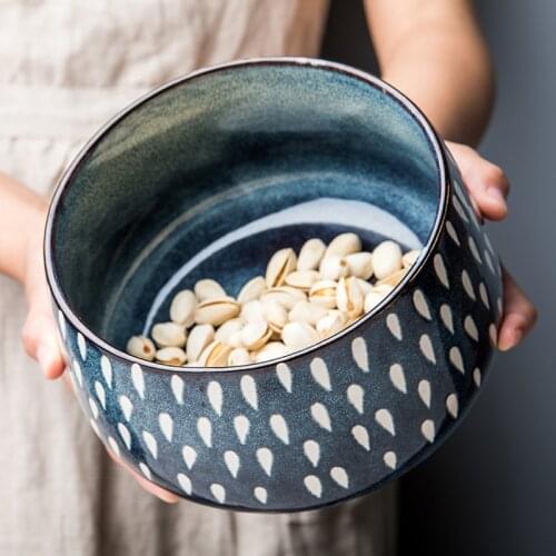 Household ceramic soup bowl, living room coffee table storage storage jar, fruit bowl, large nut shell bowl, snack bowl