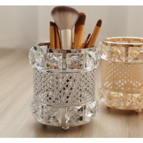 Europe Crystal Makeup Brush Pen Holder Storage Tube Jewelry Lipstick Eyebrow Pencil Makeup Storage Box Cosmetic Makeup Organizer