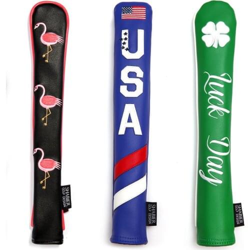 Flamingo PU Leather Waterproof Golf Alignment Stick Cover Club Protector Holds Sticks