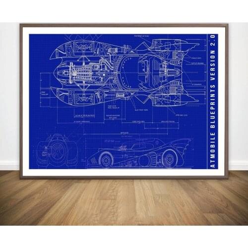 Blueprint Background Wall Art Paint Wall Decor Canvas Prints Canvas Art Poster Oil Paintings No Frame