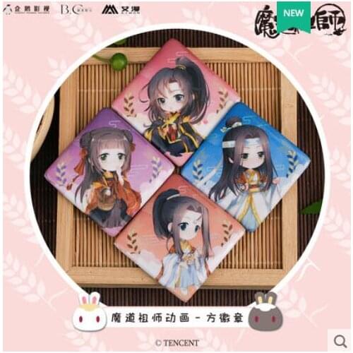 Grandmaster of Demonic Cultivation MDZS Wangji Wei Wuxian Figure 6105 Badges Square Botton Brooch Pin Gifts Kids Toy