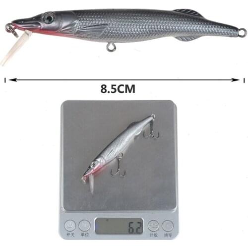 Artificial Bionic Bait ABS Plastic Hard Bait 6Color 8.5cm/6g 3D Eyes Wobbler Diving Depth1.5M Fishing Lure 6#With Hook Swim bait