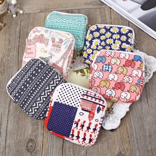 Cloth Small Case for Sanitary Towels Pad Pouch Storage Organizer Change Mini Tampon Dust Handbag Women Purse Coins and Cards Bag