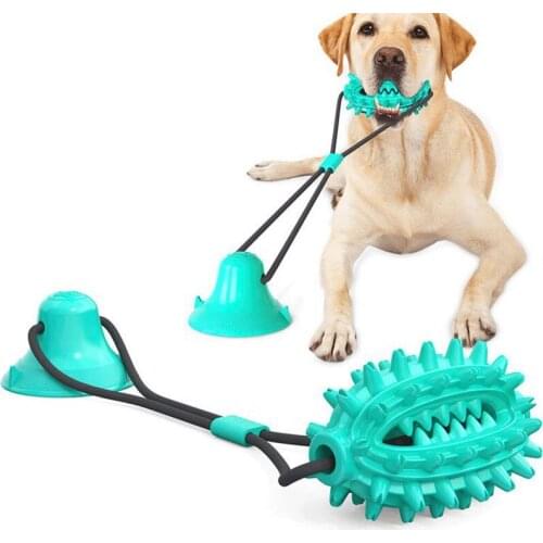 MultifunctionalPet Dog Puppy Toy Dogs Push Ball Silicon Suction Cup Tug Toy Pet Leakage Food Toys Pet Tooth Cleaning Brush