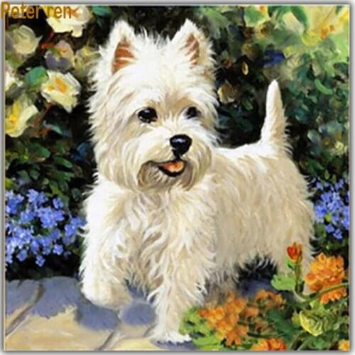 Peter ren Diy Diamond painting cross stitch dog Full Square&Round diamond mosaic Diamond embroidery west highland white terrier