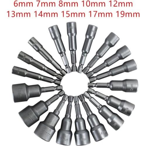 10Pcs/Set 6/7/8/10/12/13/17/19mm Magnetic Hex Socket Sleeve Set Electric Drill Accessories Electric Drill Electric Screwdriver
