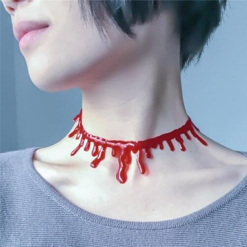 2020 New Fashion Fake Blood Vampire Fancy Joker Choker Necklace Women Chokers Necklaces Halloween Gift