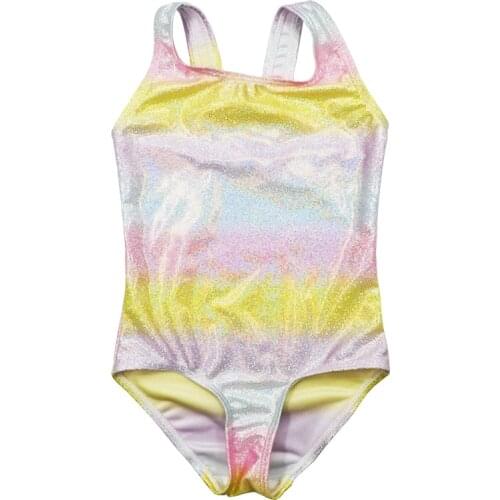 New Girl Bikini Children Swimsuit Teenage Girl One Pieces Swimwear Silver Pressed Bling Patchwork Bathing Suit Kids Bikini 3-10Y