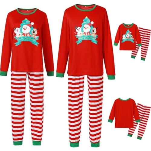 Autumn Winter Instagramable Family Matching Outfits Christmas Cartoon Print Home Wear Pajamas Parent-child Wear