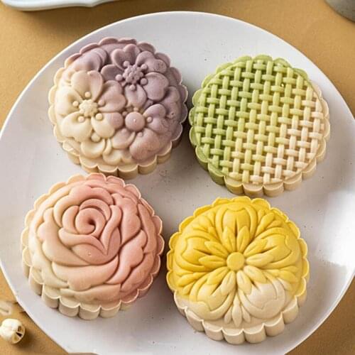 68UE Flower Shape Moon Cake Mould Hand Pressure Cookies Cutter Exquisite Blossom Pastry Tool Moon Cake Maker Bath Bombs Press