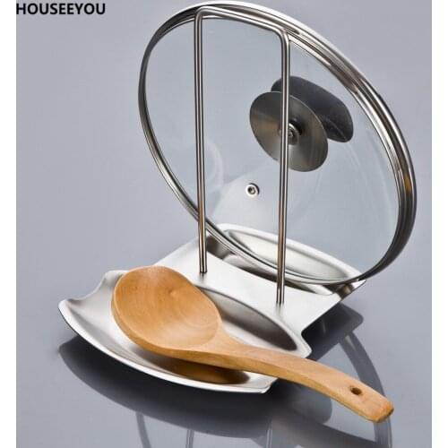 Stainless Steel Pan Pot Rack Cover Lid Rack Stand Spoon Kitchen Storage & Organization Holder Kitchen Tool Home Storage Supplies