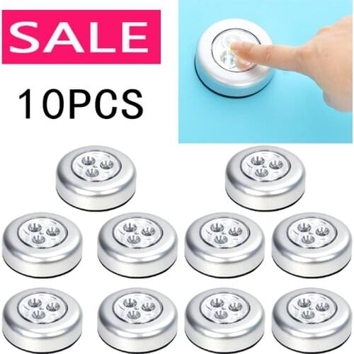 10pcs Bedside lamp Stick Pat Lamp 3 LED Touch Bedside cabinet Lamp LED Night Light Sensor Battery-powered Home Decor