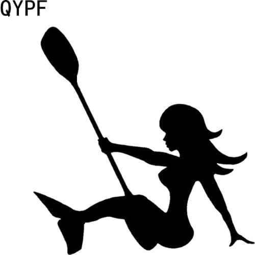 QYPF 15*15.5CM Mysterious Pretty Paddle Mermaid Kayaking River Sports Ocean Car Sticker Vinyl Accessories C16-1206