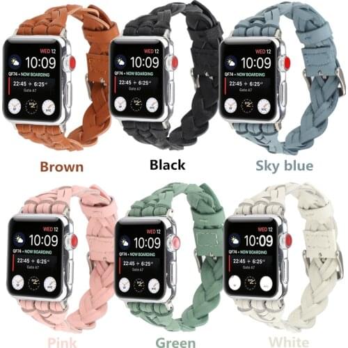 Handmade Woven Leather Strap Classic Fashion Bracelet Belt for Apple Watch Band Series SE/6/5/4/3/2 44mm 40mm 38/42mm for iWatch